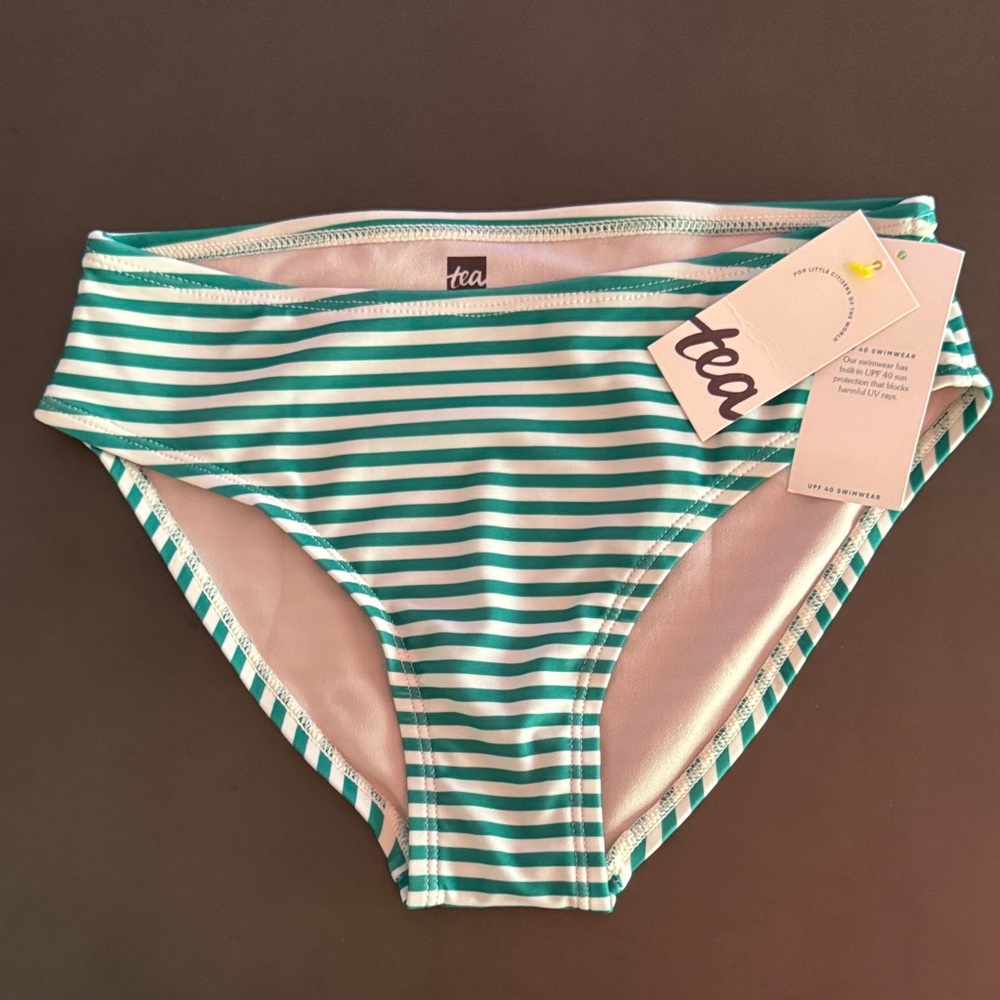 Tea Collection Kids Bikini - Teal and White Stripes